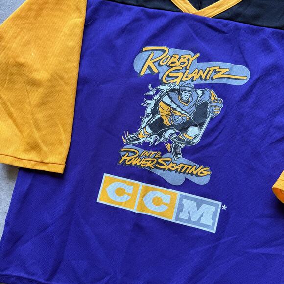 Men's Vintage Signed Robby Glantz Int'l Power Skating Purple Hockey Jersey Sz M - Picture 5 of 8